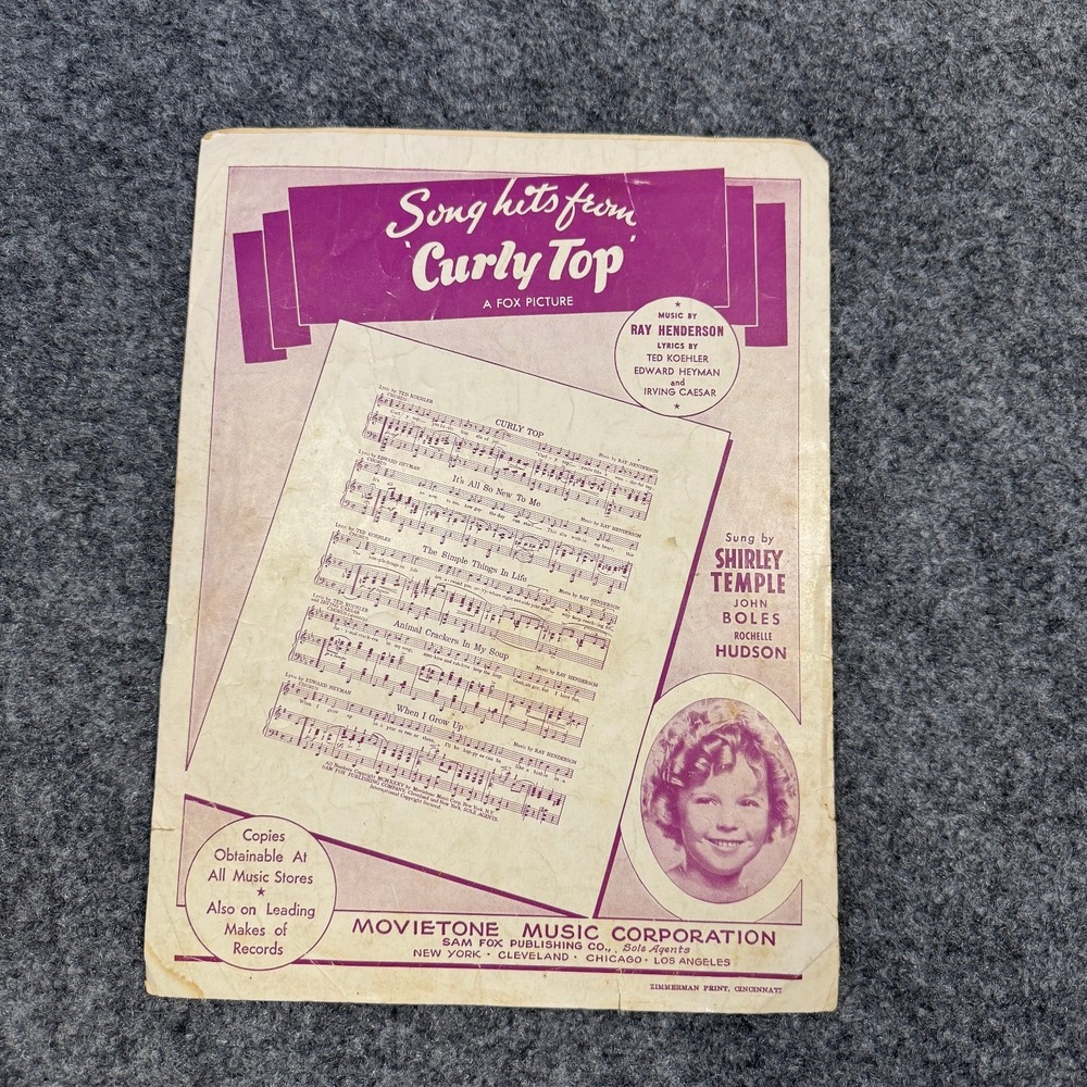 Animal Crackers In My Soup Vintage 1935 Sheet Music From Fox Picture Curly Top - Picture 7 of 7